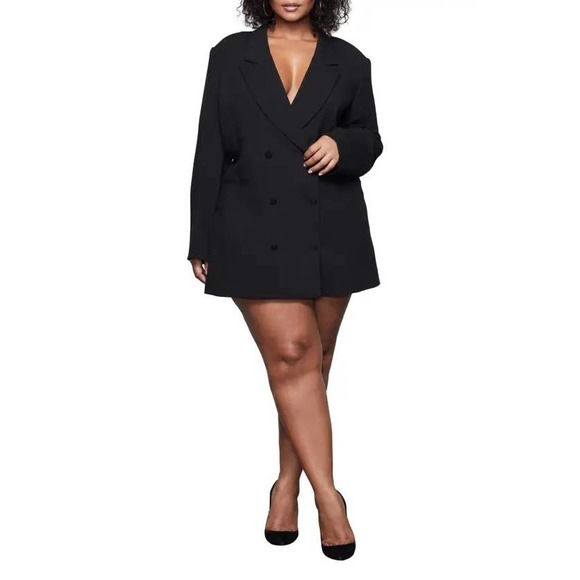 Good American Executive Black Double Breasted Blazer Mini Dress / Jacket